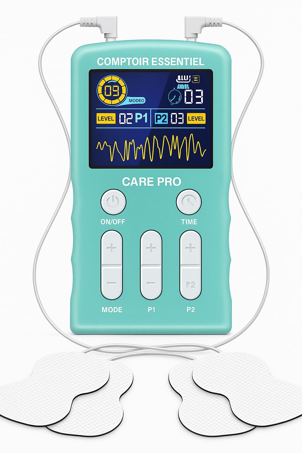 CARE PRO Électrostimulateur TENS EMS Sans Fil Rechargeable – Soulagement Douleur Musculaire, Massage & Récupération Sport