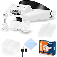 Vista 9 de YOCTOSUN Lupas con Luz 1X-14X, Lupa de Diadema LED Recargable con 6 Lentes y Estuche de Almacenamiento, Visor de Aumento de Cabeza Manos Libres