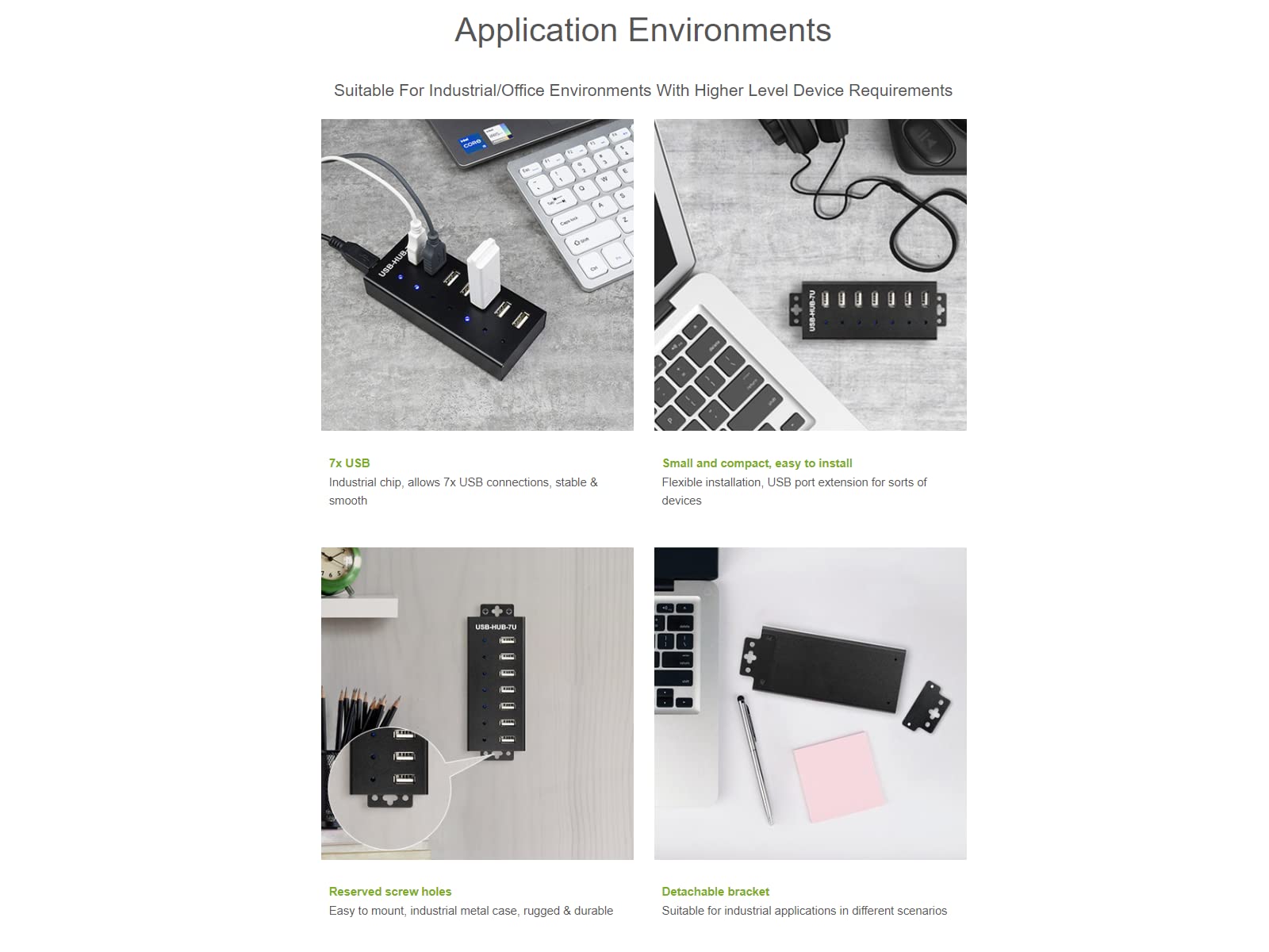 Industrial Grade USB HUB 2.0 with Power Supply, USB Hub 2.0/1.1 7 Port USB 2.0 Splitter Adapter with Individual LED Indicators,Data Hub with 5V 4A Power Supply for Raspberry Pi,PC,Notebook