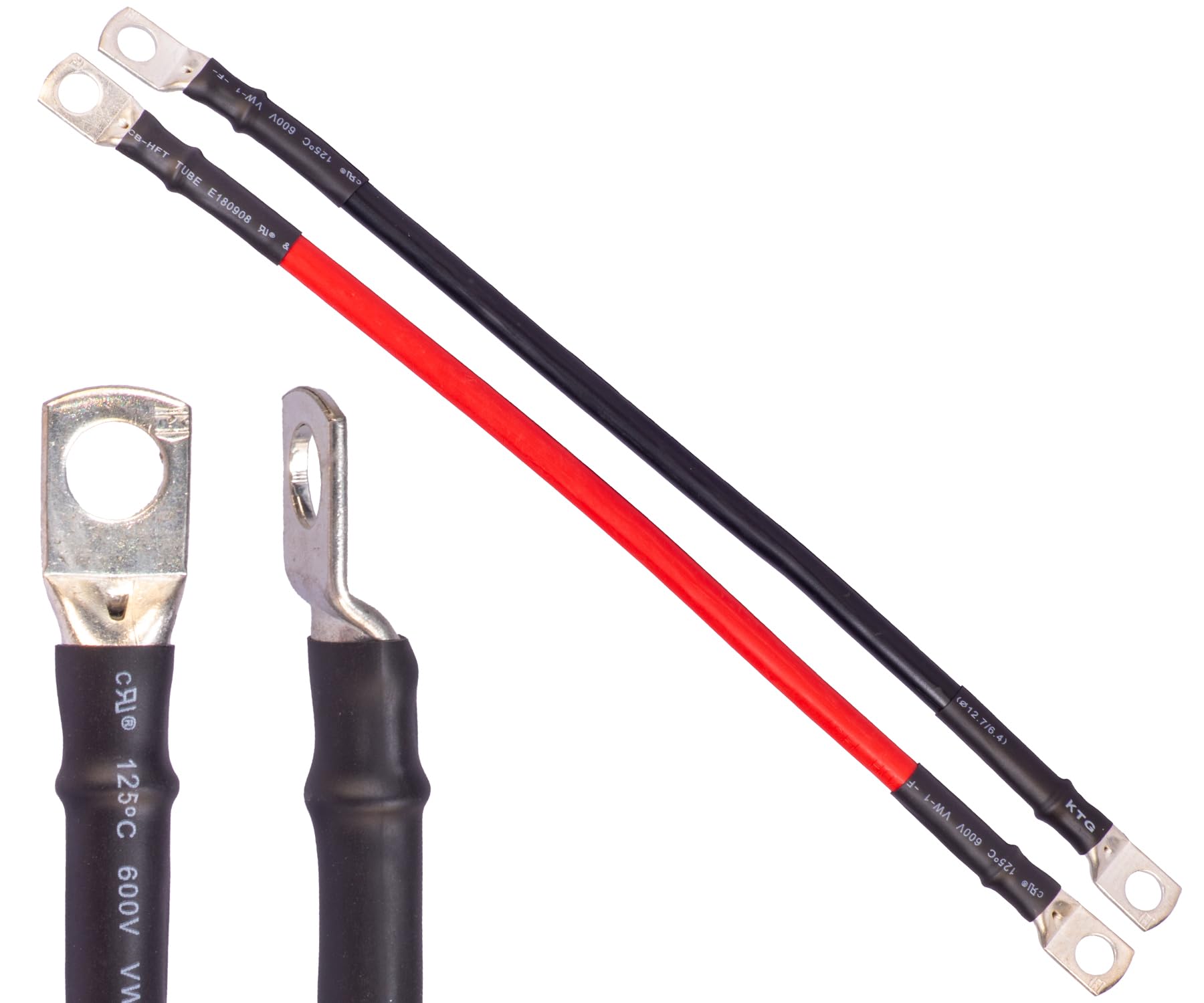 Batteriekabel 35mm² M6 M8 M10 Rohrkabelschuhe Schrumpfschlauch rot schwarz Länge wählbar ALPTEG (35mm² rot Länge=3,0m M10)