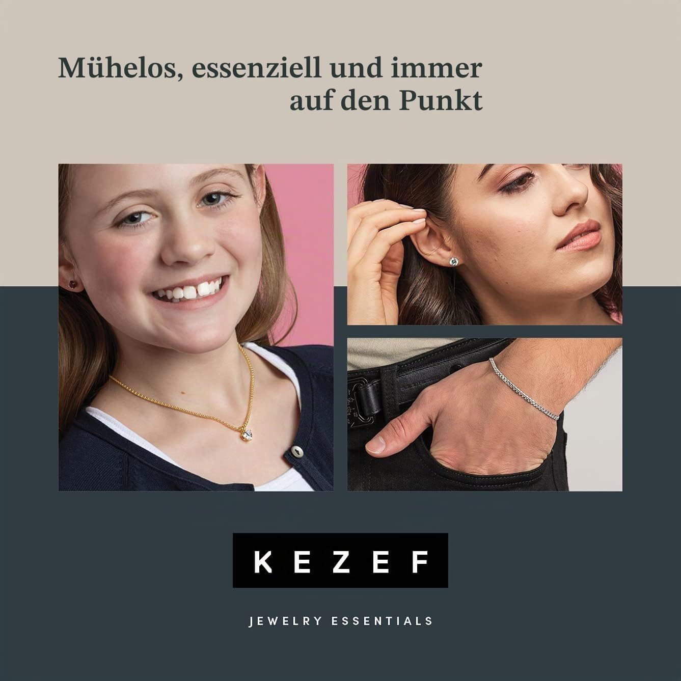 KEZEF 1 mm Gliederkette, 925 Sterling Silber | Erhältlich in 585 vergoldetem 925 Silber & 925 Sterling Silber | Kette ohne Anhänger für Damen & Herren | Länge: 40 cm - 90 cm