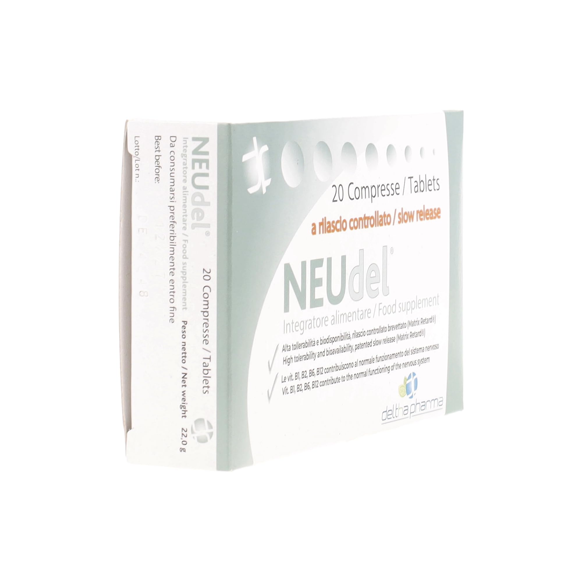 Neudel Integratore Alimentare Antiossidante e Antiage Acido Alfa Lipoico 600Mg a Rilascio Controllato Brevettato e Vitamine del Gruppo B, per la Funzionalità del Sistema Nervoso - 20 Cpr
