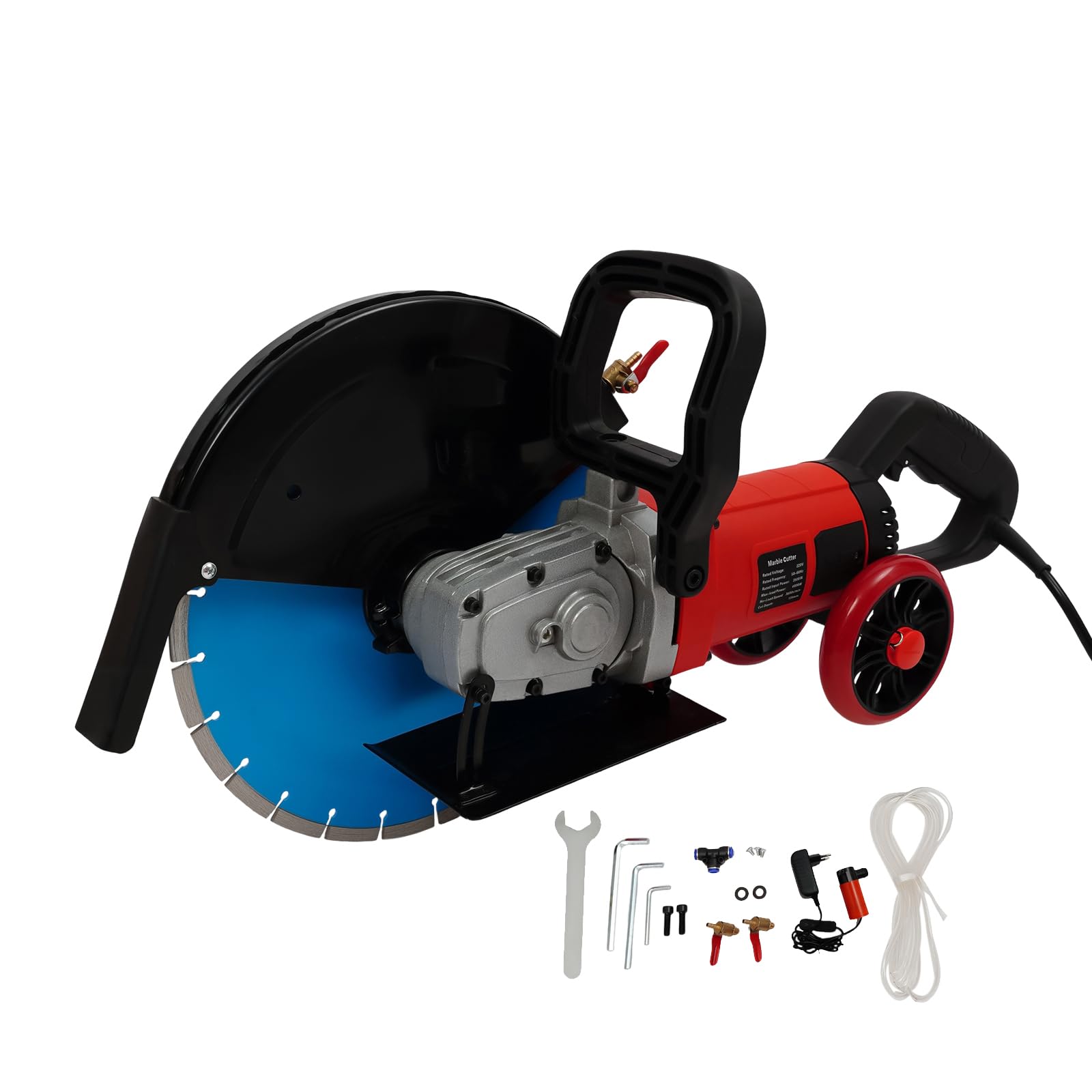 Sierra de hormigón de 4000 W, diámetro de 350 mm, profundidad de corte de 135 mm | Sierra de piedra eléctrica, corte de piedra húmedo y seco, cortador de hormigón, 3000 rpm, cortador de hormigón