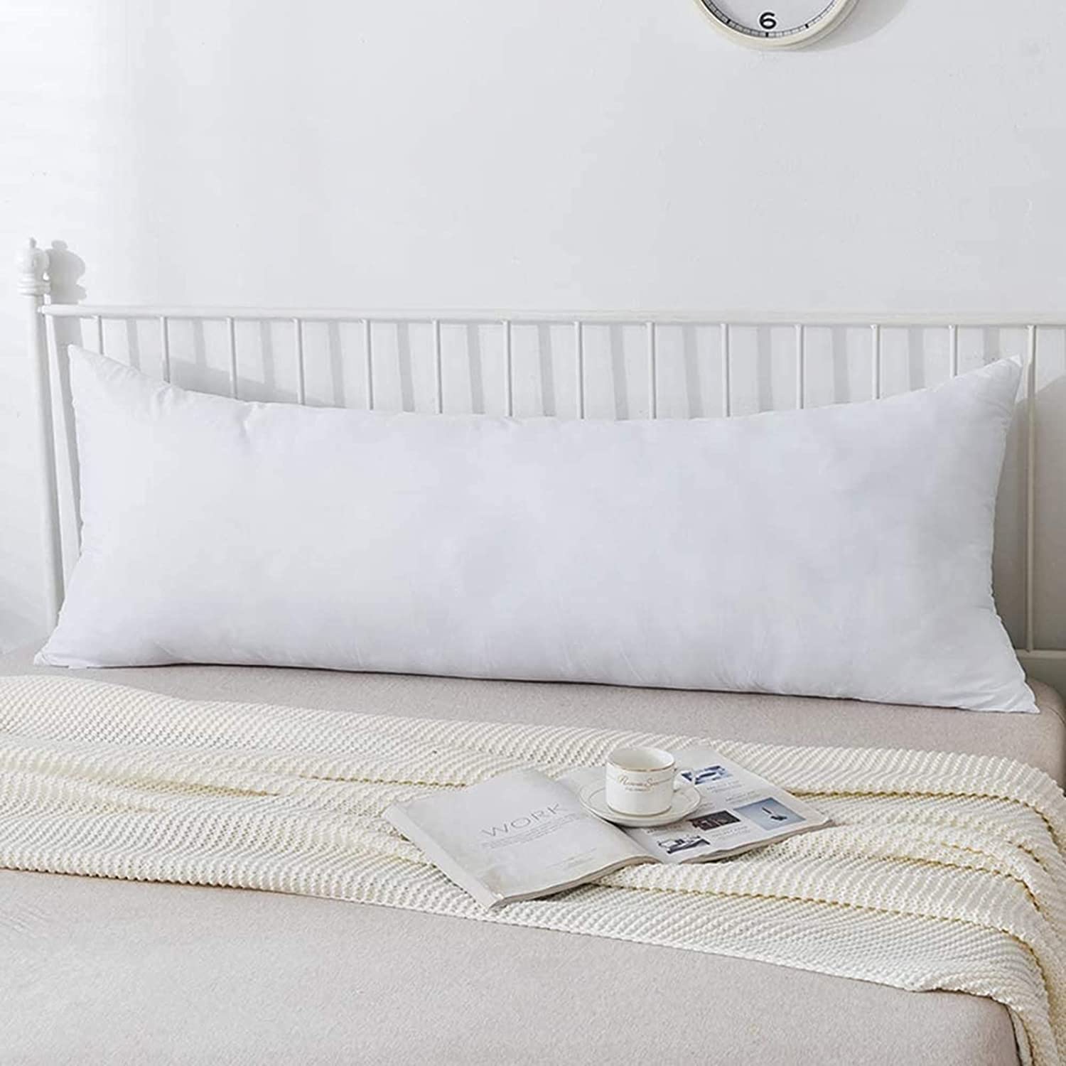 H B MSALA (DEVICE) Microfiber Insert Soft Long Bed Breathable Full Body Pillow For Adult Side Sleeper (White, 20 X 54 Inch)-image-20
