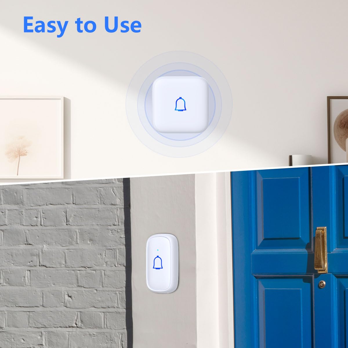 Timbre inalámbrico IP66 impermeable de 1000 pies con 56 campanillas de 115 dB, 7 niveles de volumen, modo de silencio con flash LED, timbre inalámbrico para habitación de niños, maestros, aula,