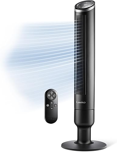 LASKO Apex - Ventiladores de torre oscilantes silenciosos de 42 a 29 piess, flujo de aire de 28 dB, oscilación de 90, temporizador de 12 horas,