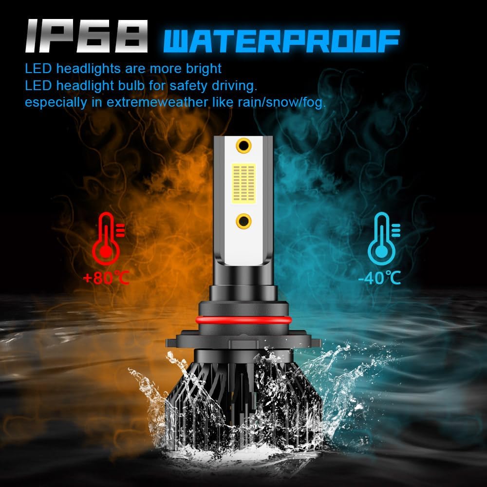 Fit For Chevy Colorado (2015-2020) led Foglight bulbs, 9005+H11 High & Low Beam Bulbs+5202 led fog light bulb,500% Brightness, 6000K Eye-Protection White,Plug and play, IP68,with Fan,No Errors, 6-Pack