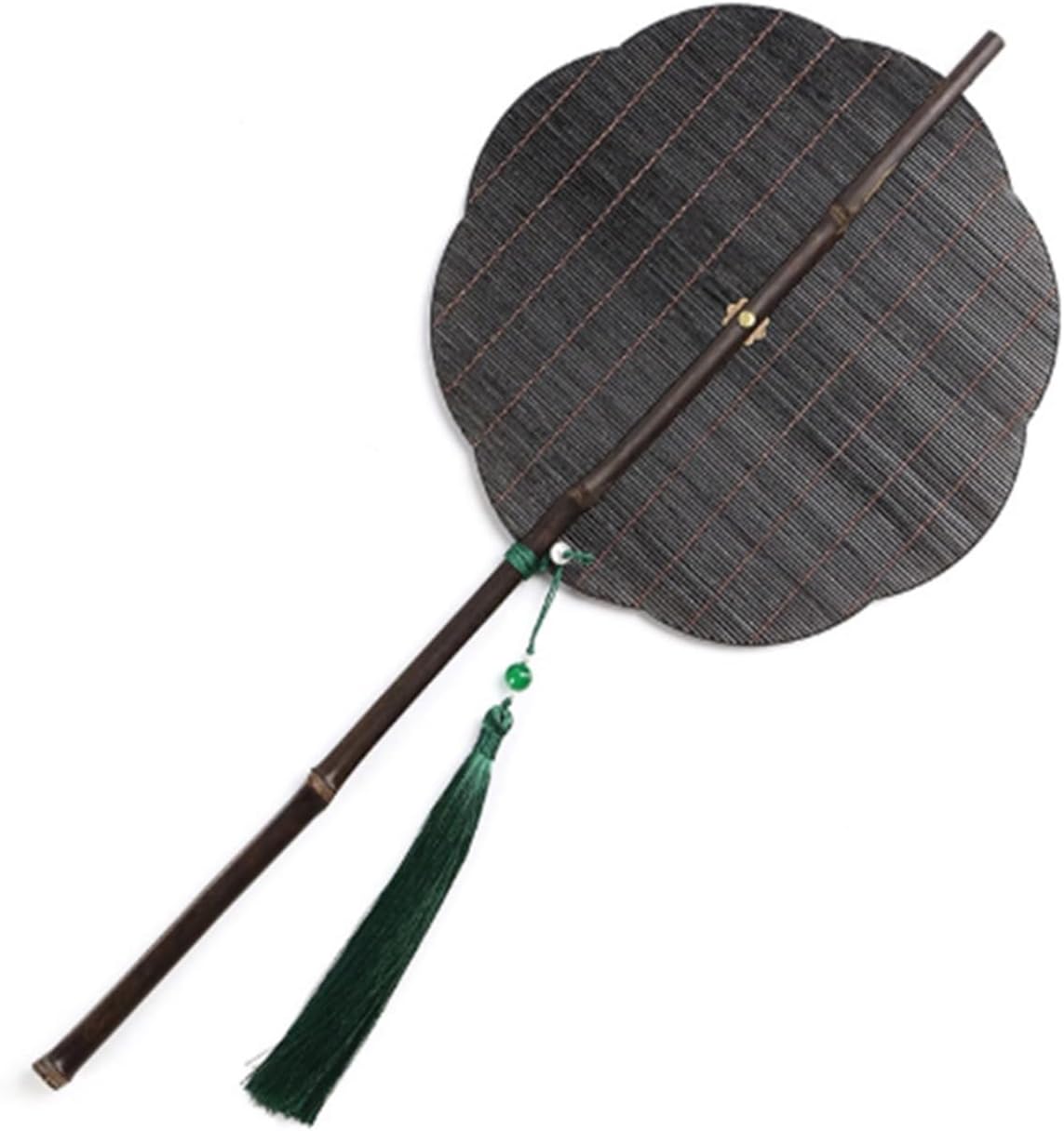 Foldable Rotating Bamboo Hand Fan with Tassel - Handwoven Vintage Design for Summer Cooling and Home Decor 2Pack(F)