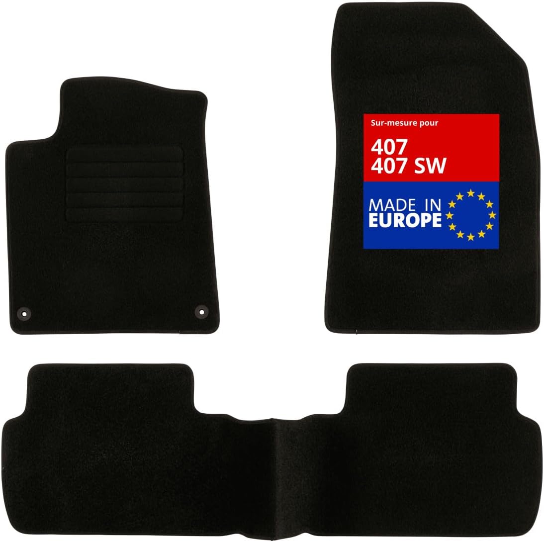 DBS 1763182 Car Floor mat - Custom Made - 3 Pieces - Anti-Slip - Black Carpet 900g/m² - Velours Finish - Range Star - Steering Wheel Left