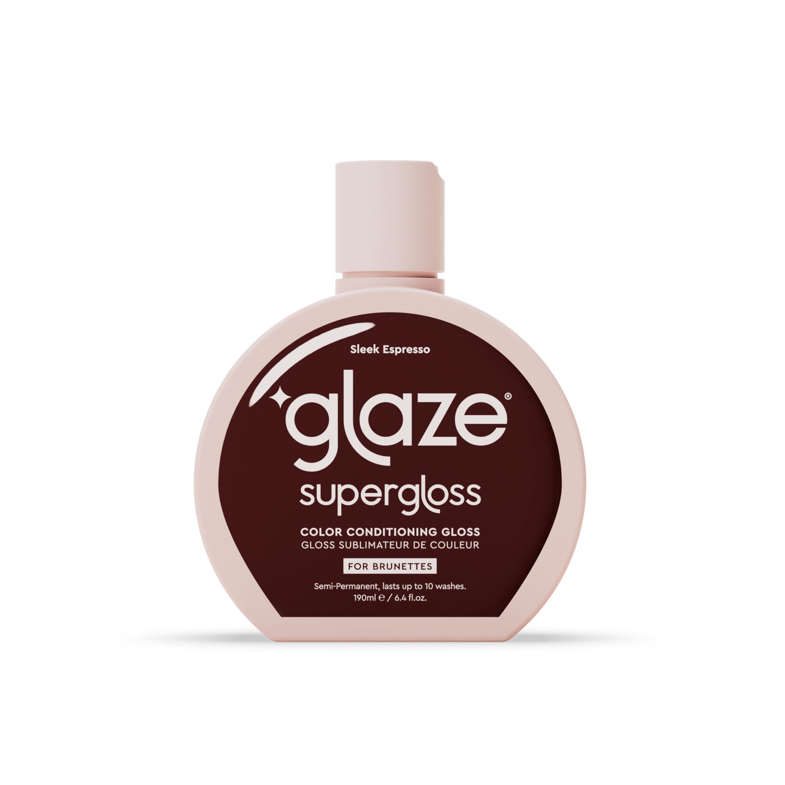 Glaze Supergloss Color Conditioning Gloss With Dispensing Pump – Hydrating Semi-Permanent Color Hair Gloss & Shine Boost – For Natural Medium to Dark Brown Hair – 6.4 Fl Oz - Sleek Espresso