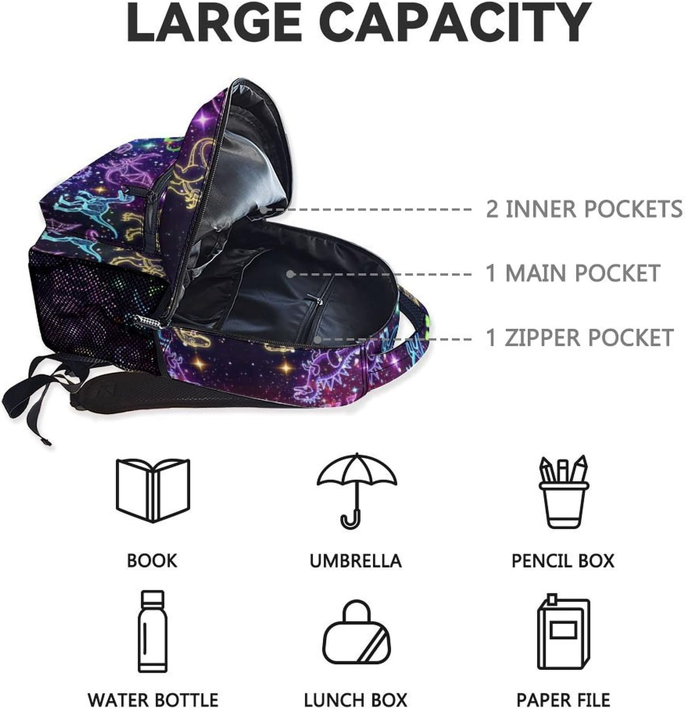 Backpack for Boys - 17 Inch Kids Dinosaur Backpacks for Kindergarten - Cute Lightweight Durable School Bag for Elementary