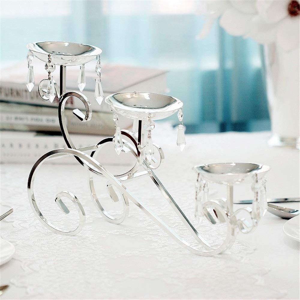 Amazon｜燭台 シルバークリスタルキャンドルホルダーカンデラブラ3