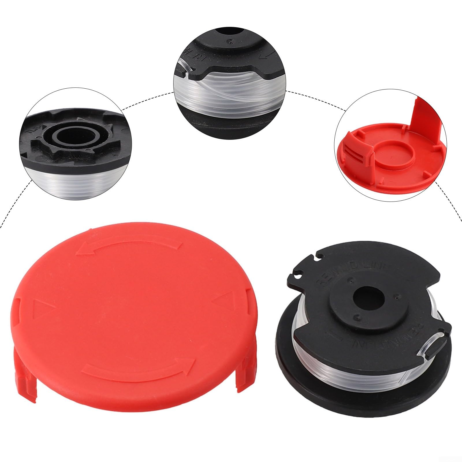 Ersatz-Rasentrimmer-Spulenabdeckung für Einhell Rasentrimmer, läuft reibungslos mit Spule und Schnur-Set, Spulenersatzteile (10 Set)