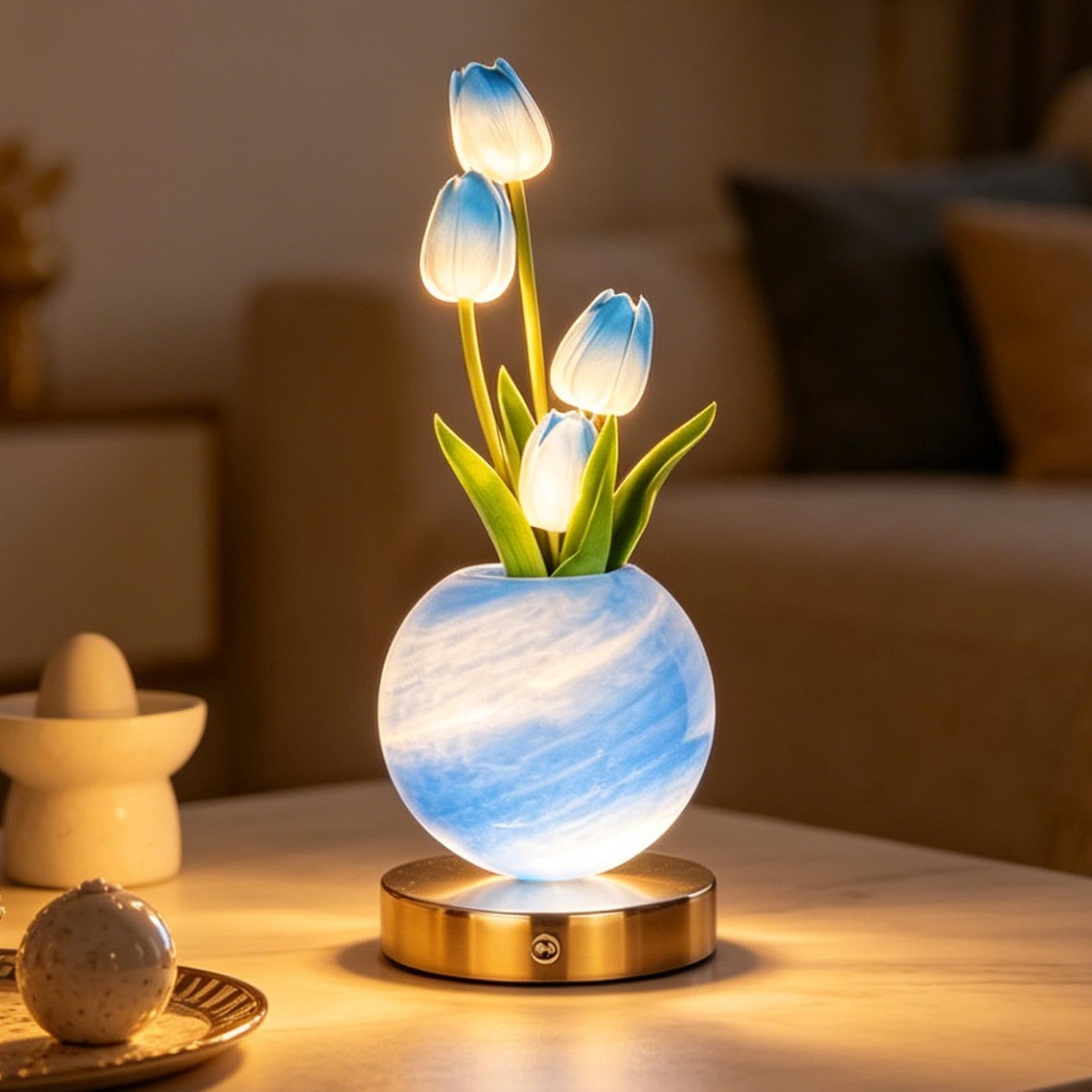 Luce Notturna Controllo Touch Dimmerabile a 3 Colori Ricaricabile USB | Lampade Tulipani Luminose Per Camera Da Camera Bimbi Scrivania Comodino Cassettiera Lettura