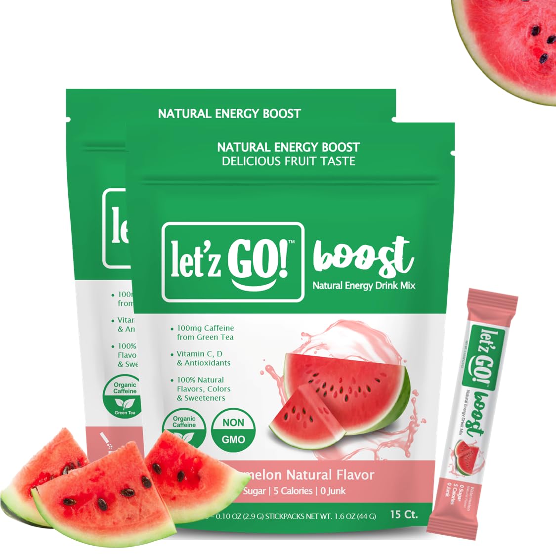 Let'z Go Clean Energy Drink Mix – Natural Caffeine Packets, Vitamins C + D, Electrolytes, Sugar-Free, Zero Calories | Anytime Energy | 15 Count (Mixed Berry) — Amazon image 12