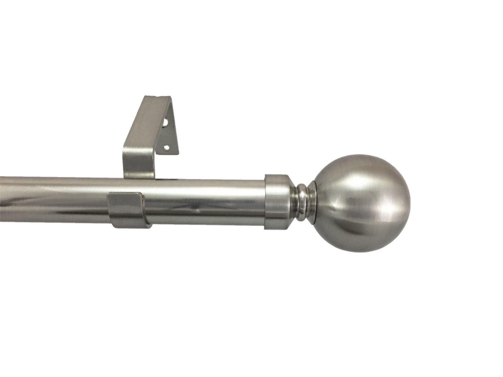 28mm Diameter Extendable Eyelet Metal Curtain Pole Metal Ball Finials Polished Chrome, Antique Brass & Brushed Chrome (0.7m - 1.2m Extendable, Brushed Chrome)
