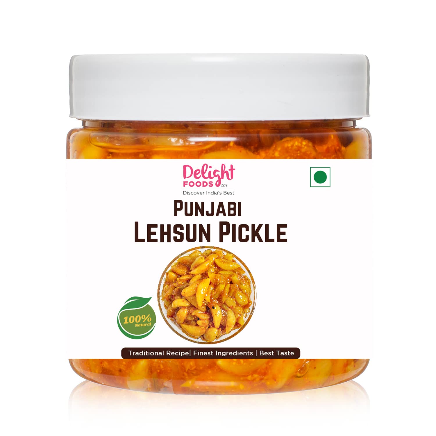Delight Foods Punjabi Leshun Achaar 350g | Whole Garlic Pickle | Indian Preserve, Chutney, UppinKai, Chakna