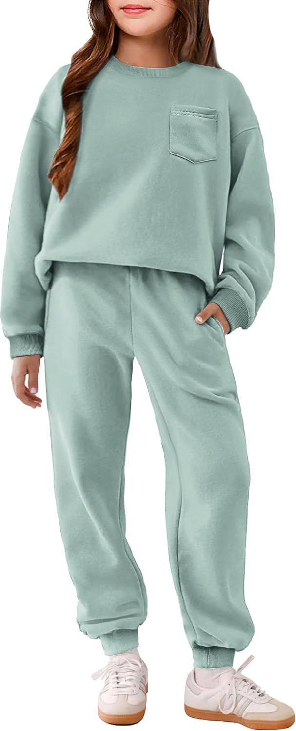Arshiner Girls Clothes 2 Piece Fashion Fall Outfits Oversize Pullover Sweatshirt and Sweatpant Sweatsuit Sets with Pockets