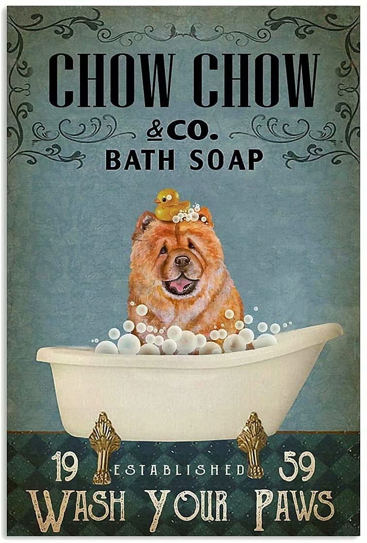 Targa In Metallo Vintage Con Cane Pitbull – Poster 'Wash Your Paws' Per Parete, 20,3x30,5 Cm, Decorazione Per Casa E Ufficio