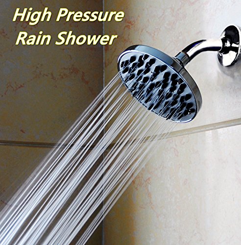 6” Fixed Shower Head -High Pressure Showerhead - Anti-Clog Anti-Leak - Disassembly Capacity - Powerful Shower Spray Against Low Water Flow- Adjustable Metal Swivel Ball 2.5 Gpm Chrome #TOP4