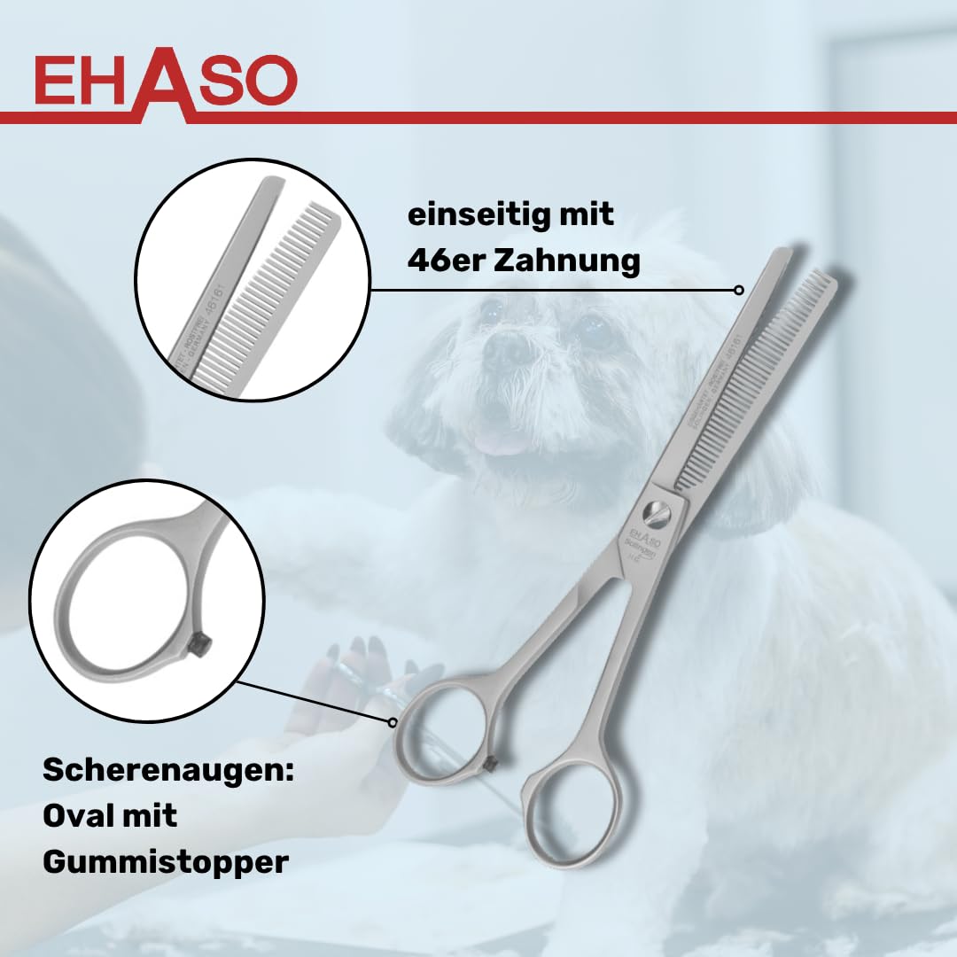 EHASO einseitige Hunde-Modellierschere aus Solingen, 16,5cm, 46er Zahnung, Rostfrei
