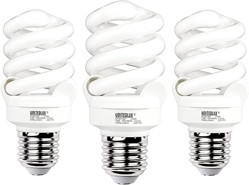 UNITEDLUX Bombillas E26 CFL en espiral de base media de 13 vatios (equivalente a 60 vatios), color blanco suave de 2700 K, 1040 lúmenes, luz