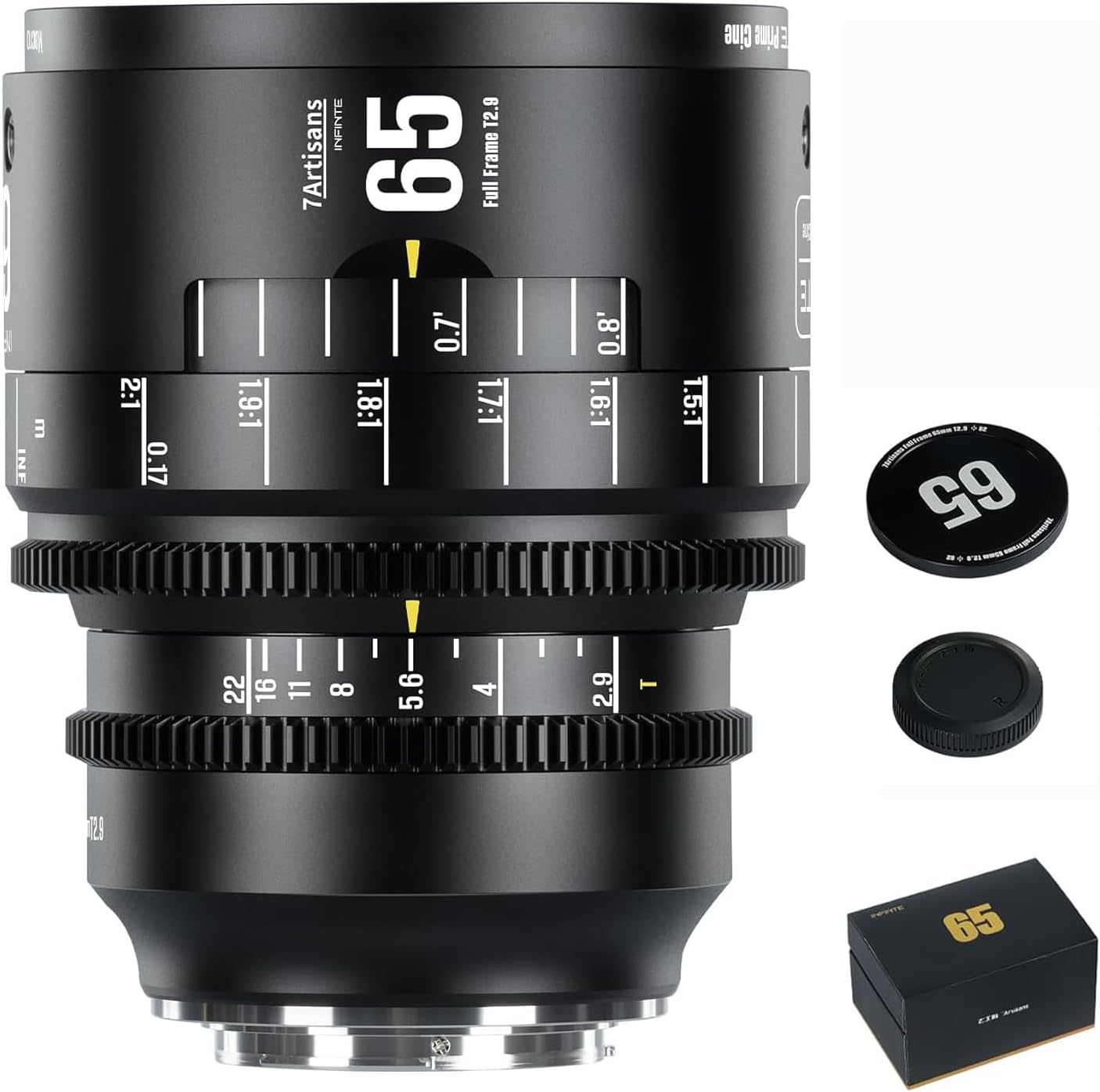7artisans 65mm T2.9 Cine Camera Lens,Full Frame 2X Macro Prime Manual Focus Large Aperture Cinema Lens (for Sony E Mount)