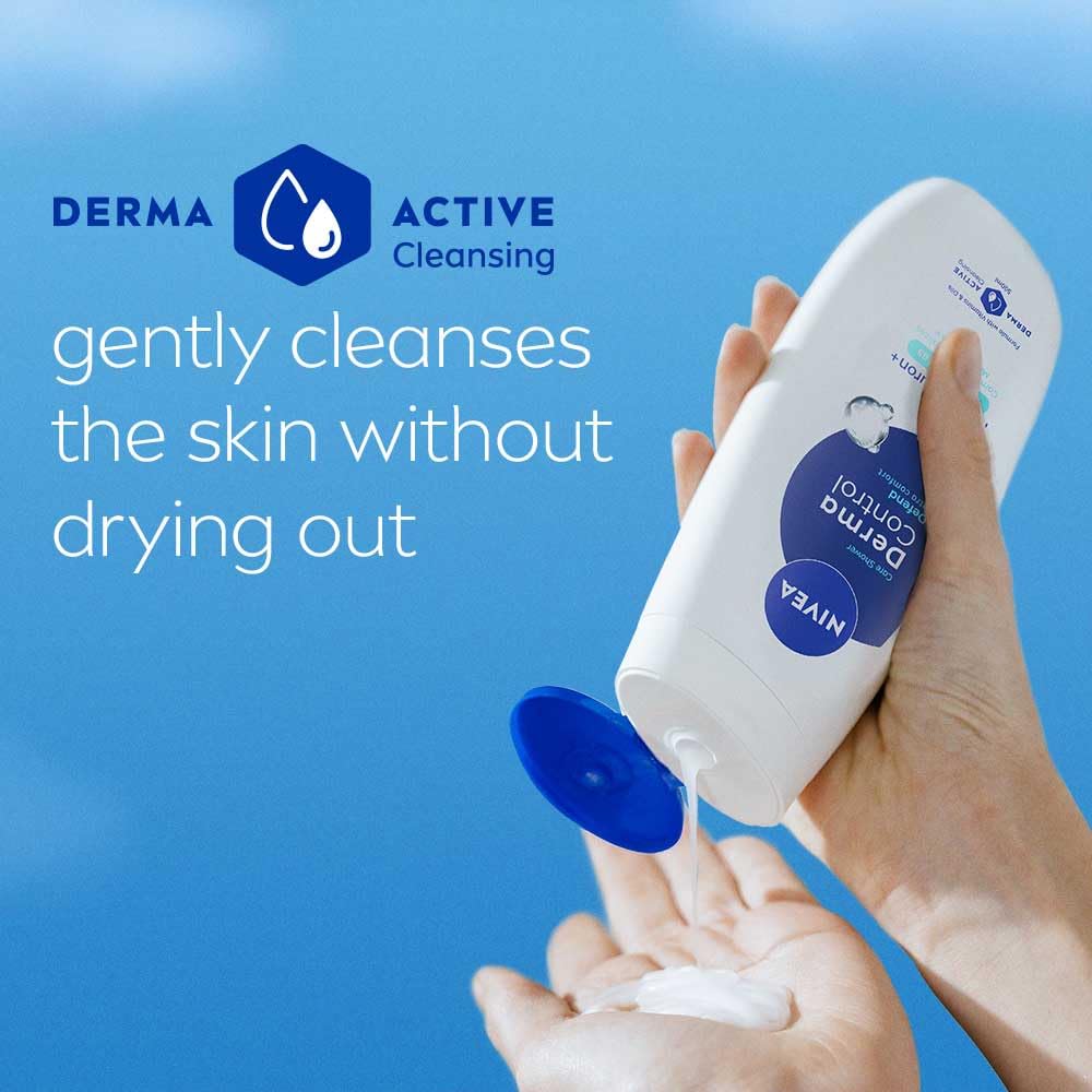 NIVEA Derma Control Defend Shower Gel 500ml – Gentle Daily Body Wash for Sensitive Skin, pH-Kind Cleansing that Cleans Thoroughly Without Drying, Large Family Value Size for Everyday Use