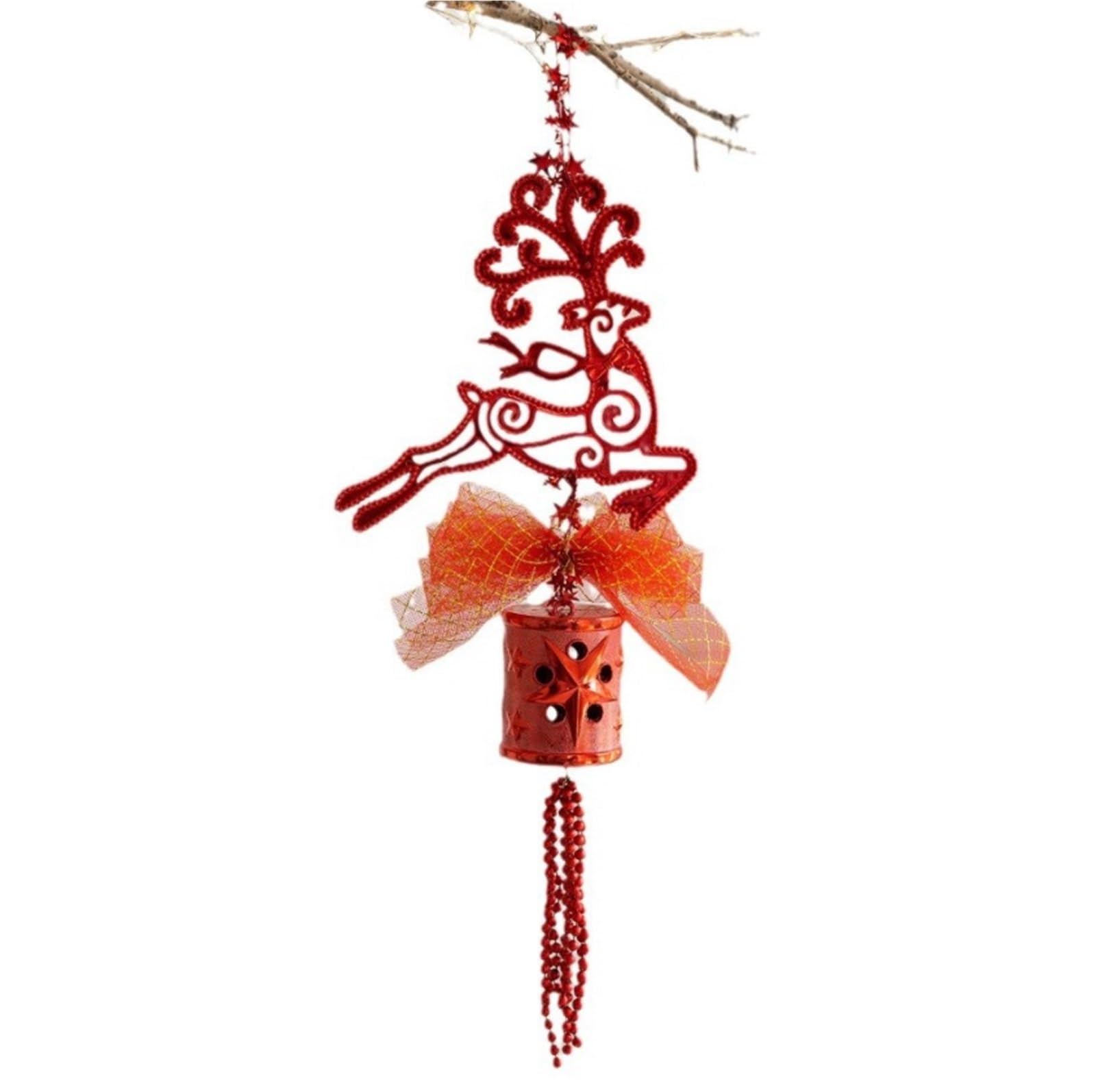 Campanelle Natale Campane Natalizie da 2 Pezzi Decorative Moderne Sospese for Interni Ed Esterni Decorazioni(Rot)