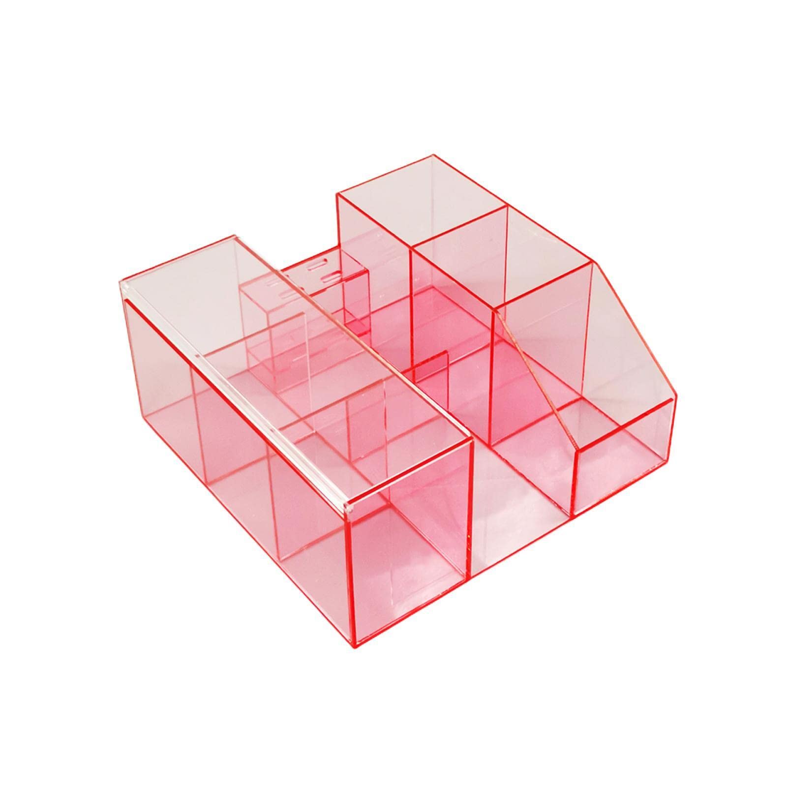 Beauty Organizer, Acrylic Eyelash Grafting Tool Storage With Tweezers Holder Display Boxes for Home Salon (Transparent Pink)