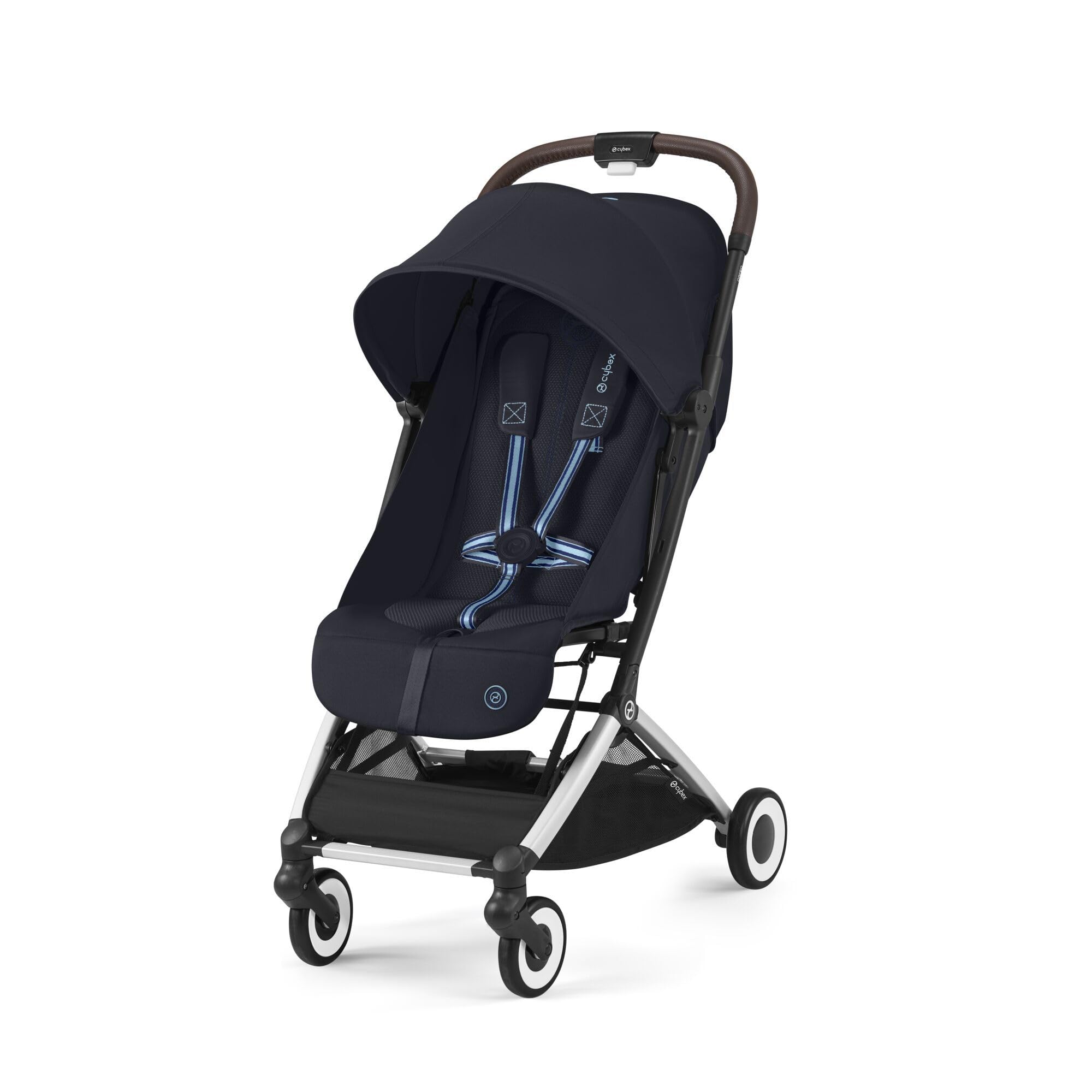 Gold Silver Frame Orfeo Stroller, Dark Blue