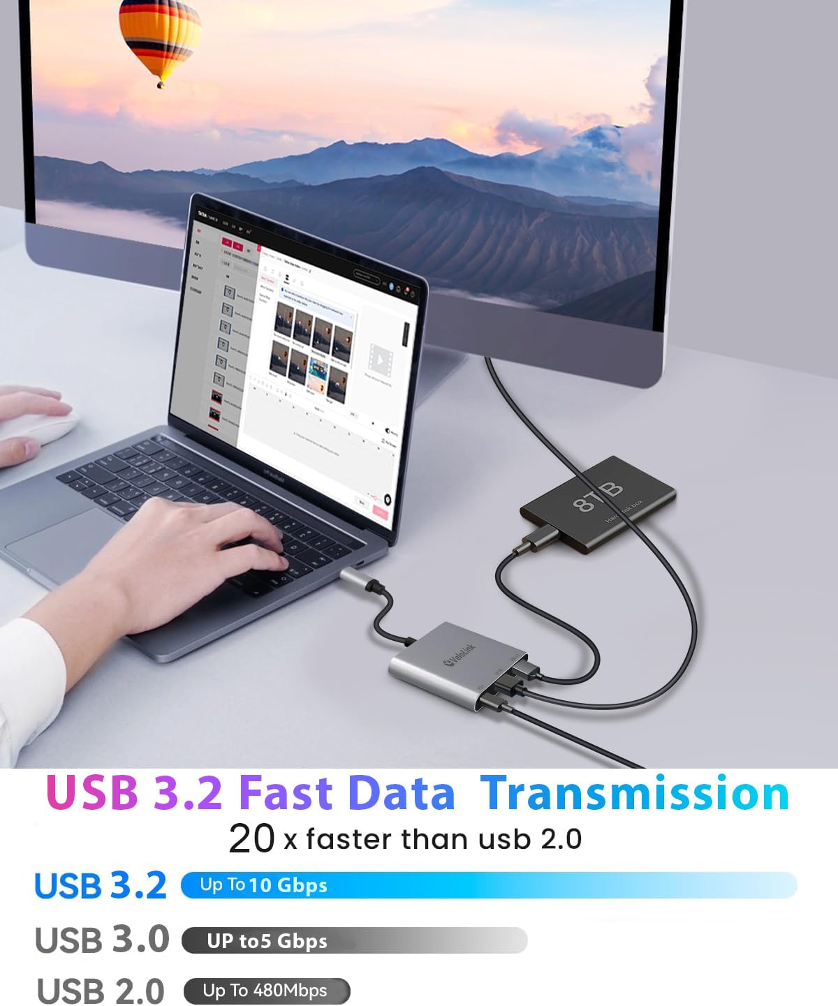 Switch 2 Dock HDMI2.1 Aggiornato V22 per Nintendo Switch 2 Compatibile con l'ultimo firmware V22+/Plug&Play/Usbc a HDMI Adapter 4k120Hz per laptop/MacBook