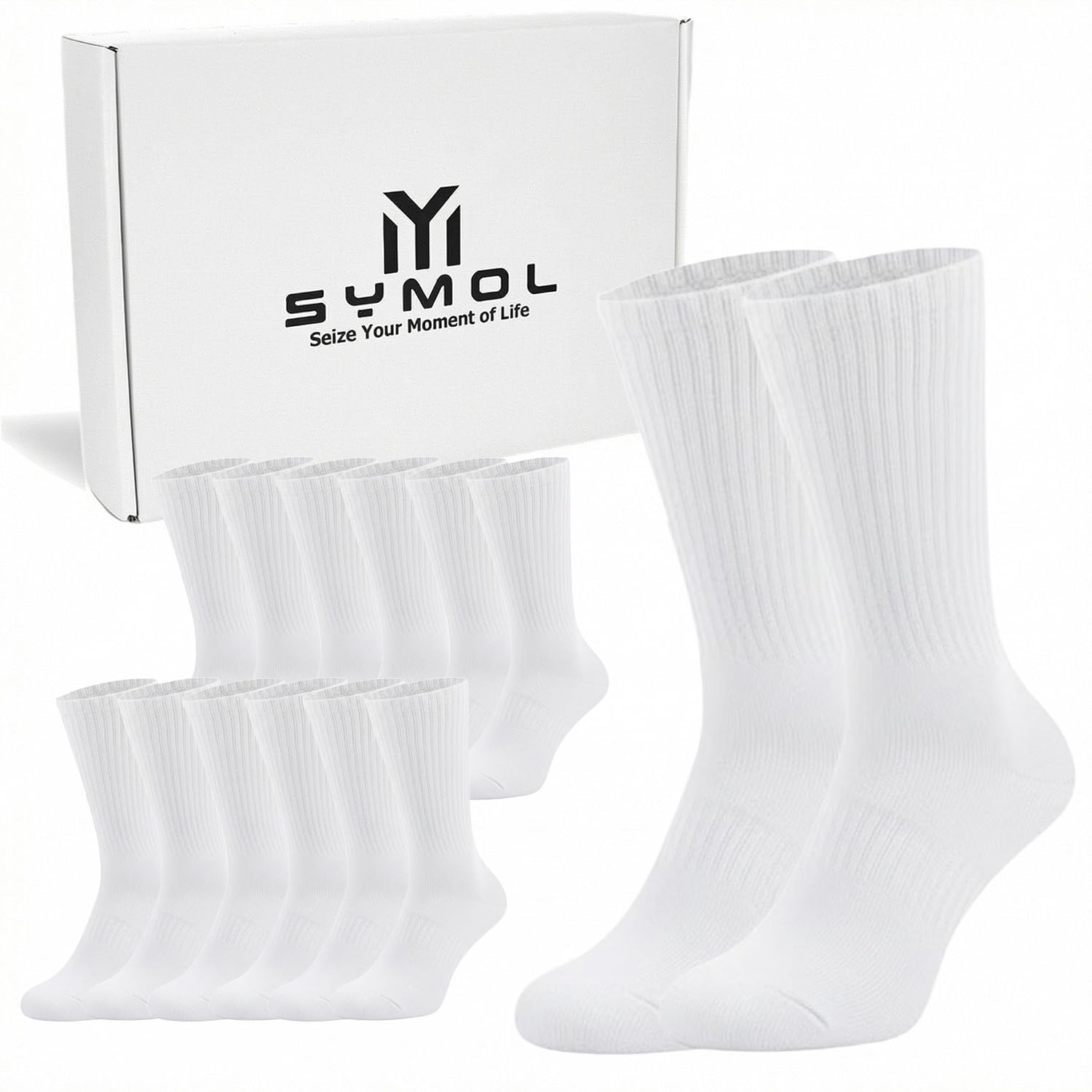SYMOL 6 Paia Calzini Uomo Calze Donna 39-54 Taglie Grandi Calze Sportive Adatto per Escursionismo,Pallacanestro,Tennis e Running e Altri Con Scatola Regalo.