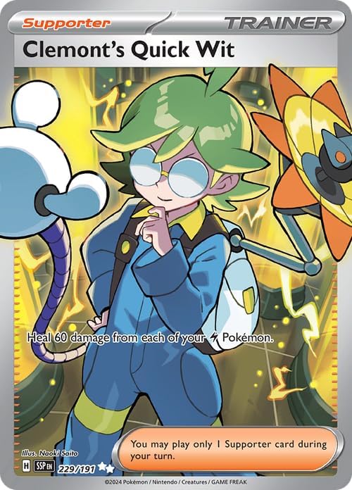 Pokemon - Clemont’s Quick Wit 229/191 - Surging Sparks – Full Art Ultra Rare – Foil Card