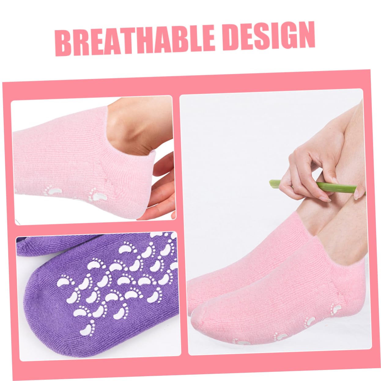 PLAFOPE Moisturizing Heel Socks for Women 2 Pairs Gel Socks Foot Care Spa for Dry Cracked Heels