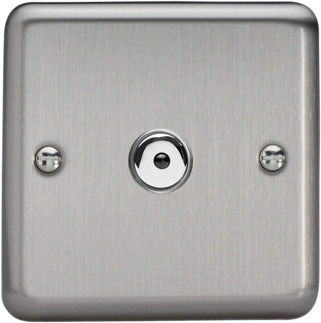 Varilight V-Pro IR, 1 Gang, 100 Watt IJ Remote Control/Touch Master LED Dimmer, Classic Brushed Steel, Matt Chrome