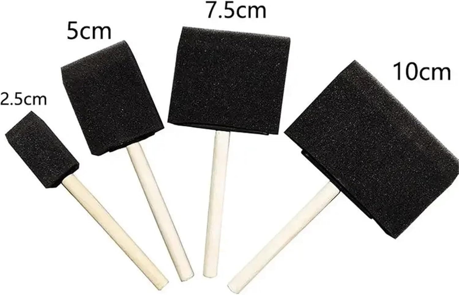 Foam Paint Brushes 12 Set/48 Pcs Wooden Handle Foam Sponge Brushes DIY Art – Ideal for Watercolor, Oil & Stain Craft Projects