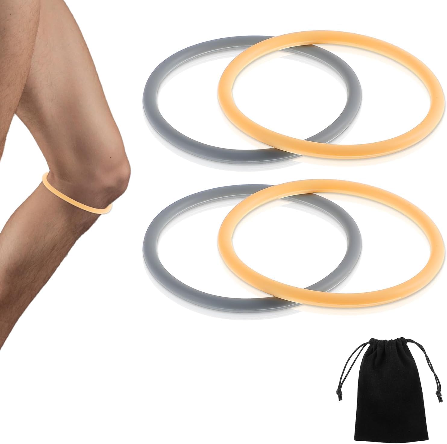 4Pcs Knee Strap Patella Tendon Support, Silicone Patella Fine Bands for Knee Pain, Elastic Patellar Knee Brace Strap Fixed Knee Stabilizer Rings for Basketball Running Soccer Hiking Jumpers