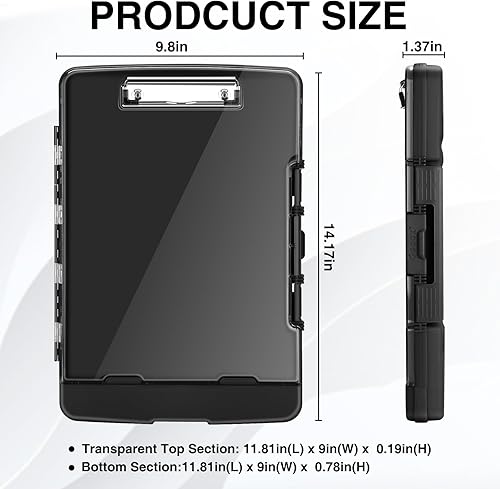Miniatura 6 de Sooez - Portapapeles original con 2 compartimentos y portabolígrafos, pizarras con clip de alta resistencia, doble compartimento, portapapeles de