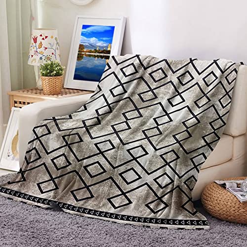 Blanket Decke, Kuscheldecke Jungen Teenager Flanell Schwarz Gittermuster 130x150CM Weich Kuschelig Warm Wohndecke Sofa Bett Geschenk