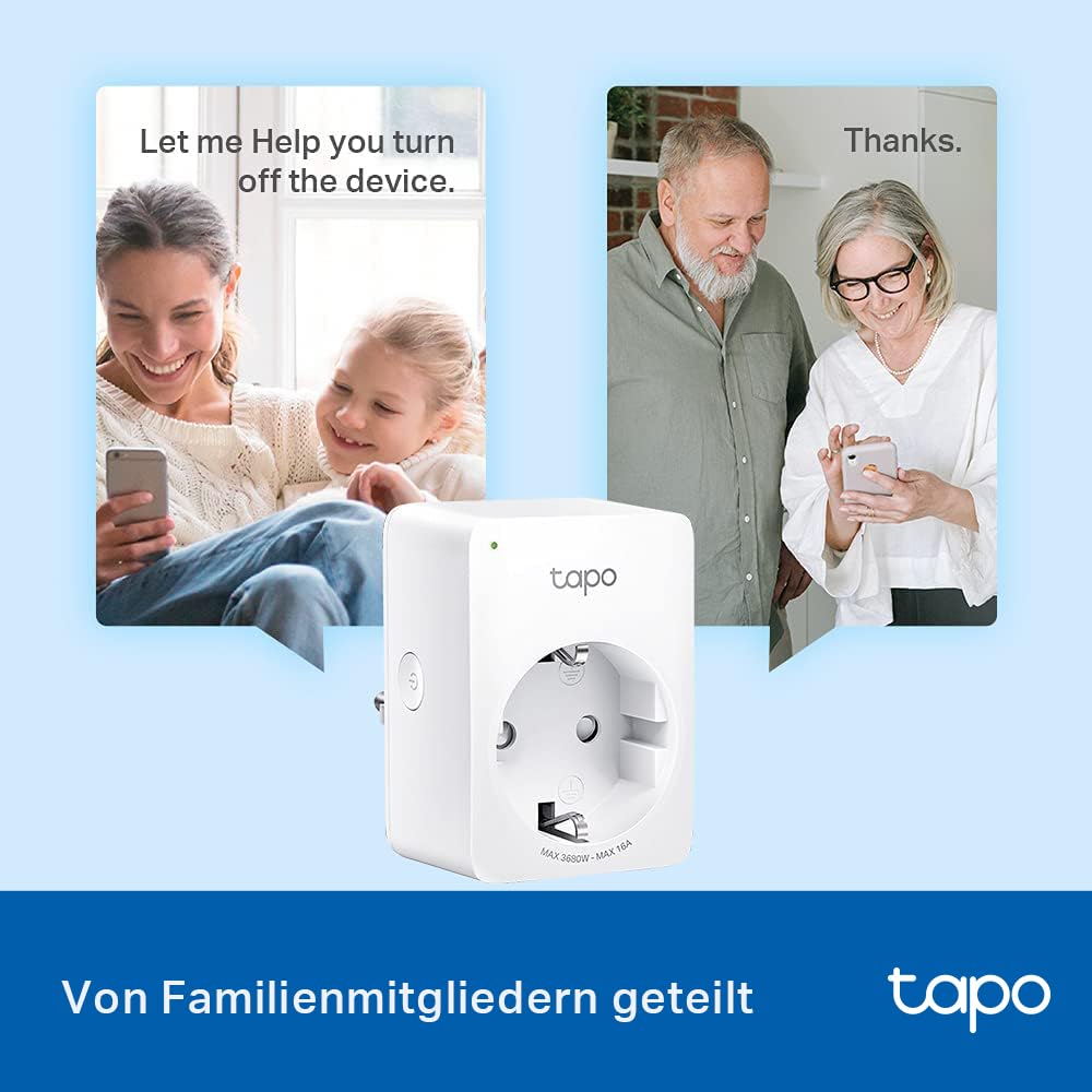 TP-Link Tapo Smart WLAN Steckdose Tapo P110 mit Energieverbrauchskontrolle, Smart Home Alexa Steckdose, funktioniert mit Alexa, Google Home, Sprachsteuerung, Fernzugriff, Kein Hub notwendig, Mini