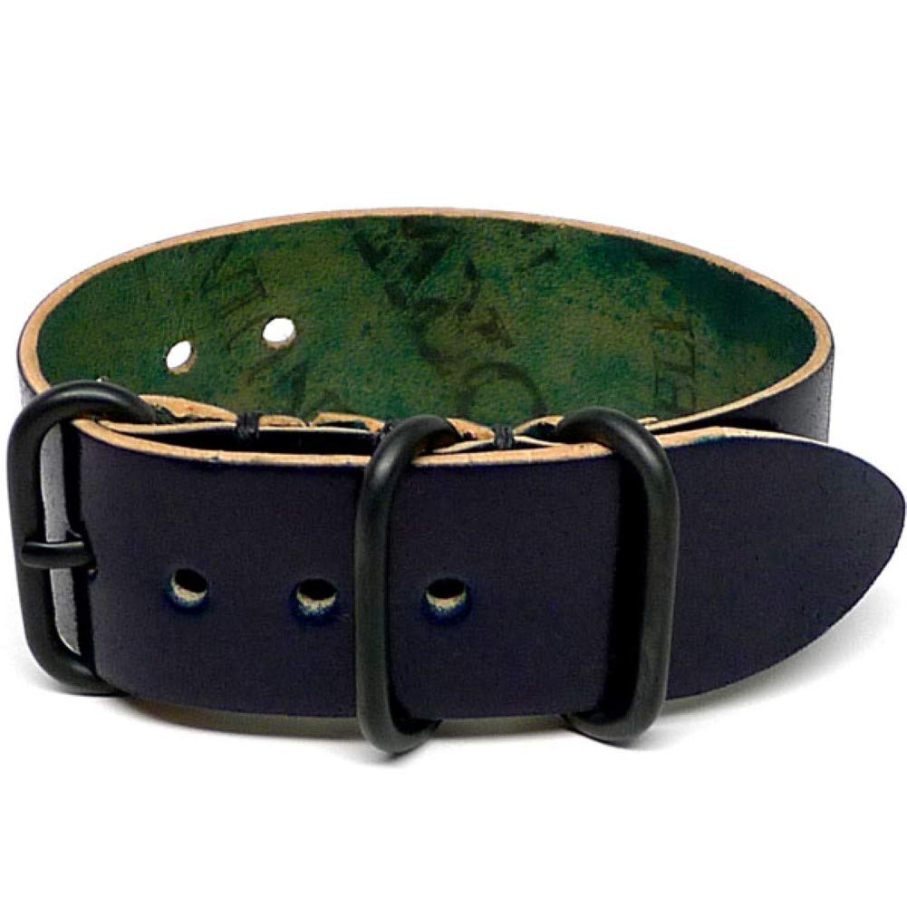 Da Luca Shell Cordovan 1 Piece Military Watch Strap - Navy (PVD Buckle) : 24mm