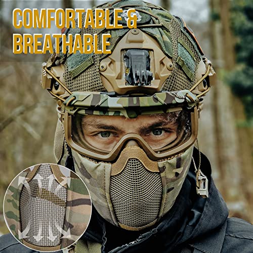OneTigris Airsoft Fast Helmet - Full Face Protective Tactical Helmet With Foldable Ear Protection Mask And Goggles for Airsoft Paintball Sooting Wagrgame CS, Camo - Image 2