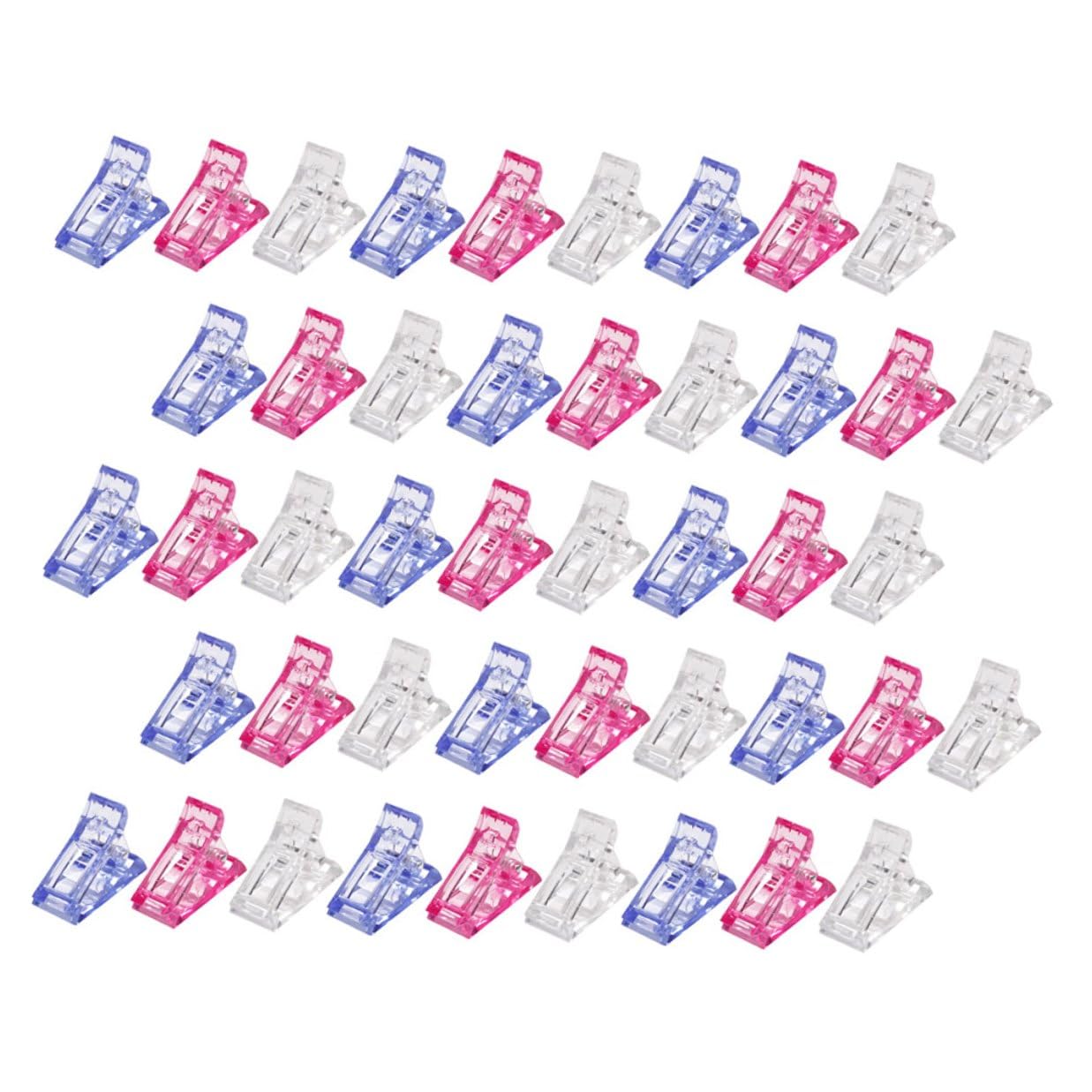 Homoyoyo 60pcs Nail Tip Clamps Set Pink Blue Nail Extension Templates Manicure Supply for Acrylic Gel Professional Forms Holding Tool