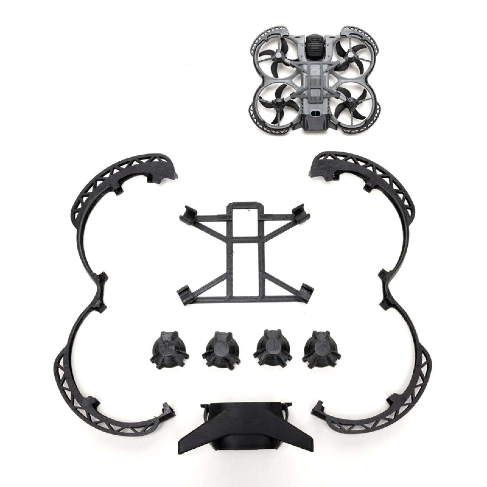 4 in 1 Anti-Collision Protection Guard Set for DJI Avata 360 Drone, Propeller Guard Protector+Landing Gear+Bottom Plate+Tail Wing, Anti-Collision Rings Prop Bumper Protective Frame (full black set)