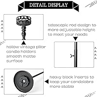 Vista 5 de Floor Candle Holder Centerpieces for Tables,3Pcs Black Candle Holder for Pillar Candles Matte Metal Candlestick Set for Wedding Party Home Candles