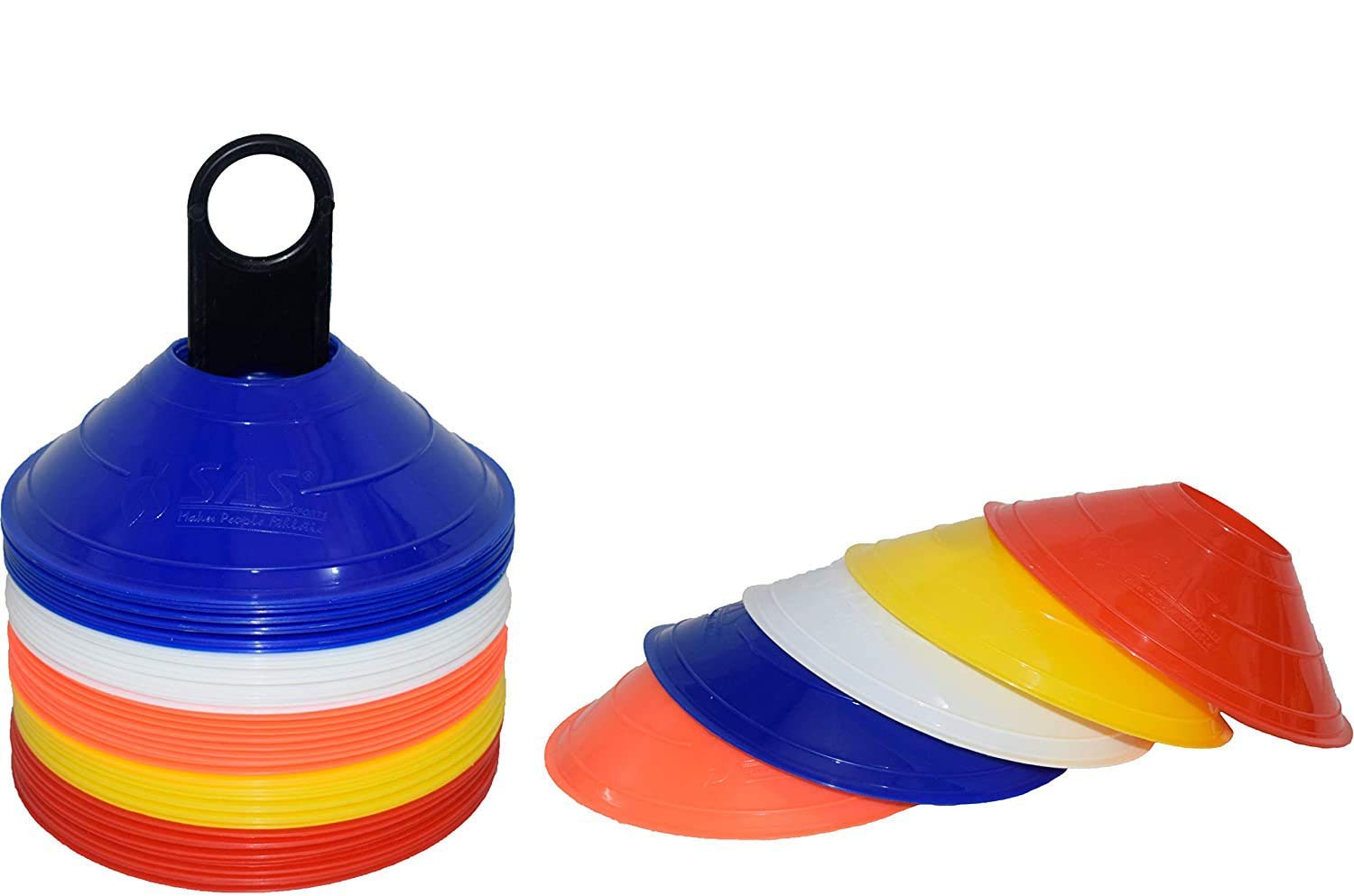 SAS Sports Football Training Agility 2 inches Cone Set 50 Multi Cones with Stand Holder for Soccer Game Training Cones Field Markers (Set of 50,Multicolour) (B07MZ37GPF) Amazon Price History, Amazon Price Tracker