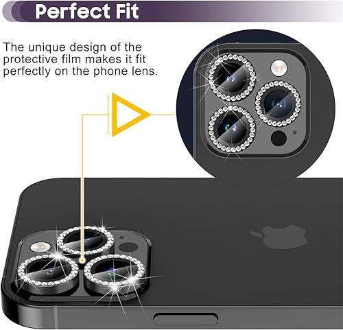 Miniatura 4 de Suoman Protector de lente de cámara para iPhone 14 Pro Max  14 Pro, Diamantes Bling vidrio templado 9H, cubierta protectora de metal de cobertura