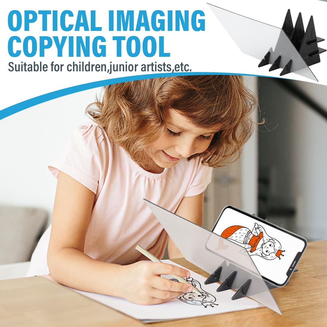 WUSJCOF Tavolo da Disegno Ottico per Telefono e Tablet, Blocco da Disegno Luminoso, Strumento per Schizzi per Bambini Studenti Artisti (13,5x20cm) (Trasparente)