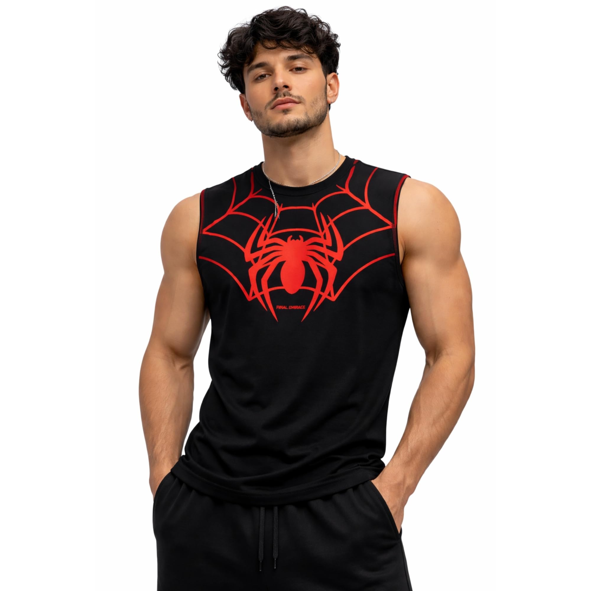 kapda kulture Sleeveless T-Shirt for Men Spider Printed Gym Tank Top | Cotton Blend Round Neck Sports Vest for Workout, Running, Fitness, Beach & Casual Wear-picture-40